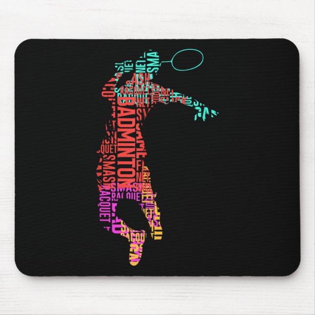 Farbenfroher Badminton Player _ Shuttle Racket _ B Mousepad (Vorne)
