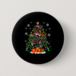 Farbenfroher Badmintonspieler als Weihnachtsbaum-F Button