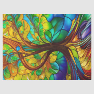 Farbenfroher Baum aus festem Glas Seidenpapier