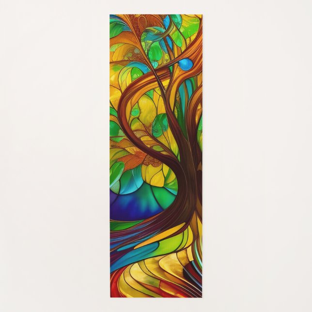 Farbenfroher Baum aus festem Glas Yogamatte (Vorderseite)