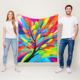 Farbenfroher Baum der Träume Fleecedecke