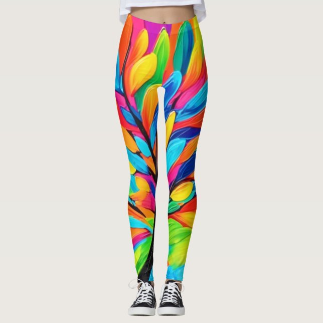 Farbenfroher Baum der Träume Leggings (Vorderseite)