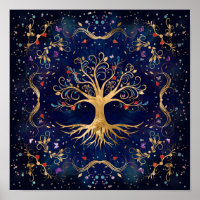 Farbenfroher Baum des Lebens - Yggdrasil