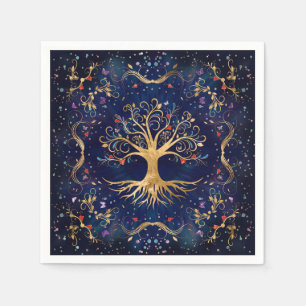 Farbenfroher Baum des Lebens - Yggdrasil Serviette