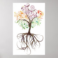 Farbenfroher Baum mit Roots Poster