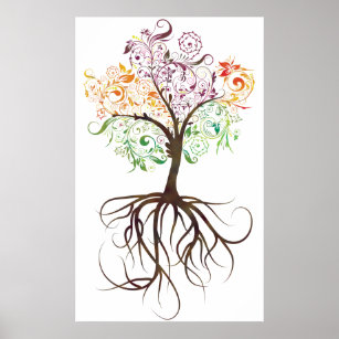 Farbenfroher Baum mit Roots Poster