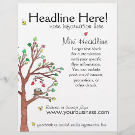 Farbenfroher Baum mit Vogelnest Flyer