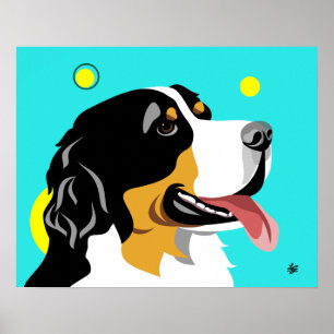 Farbenfroher Berner Hund Poster