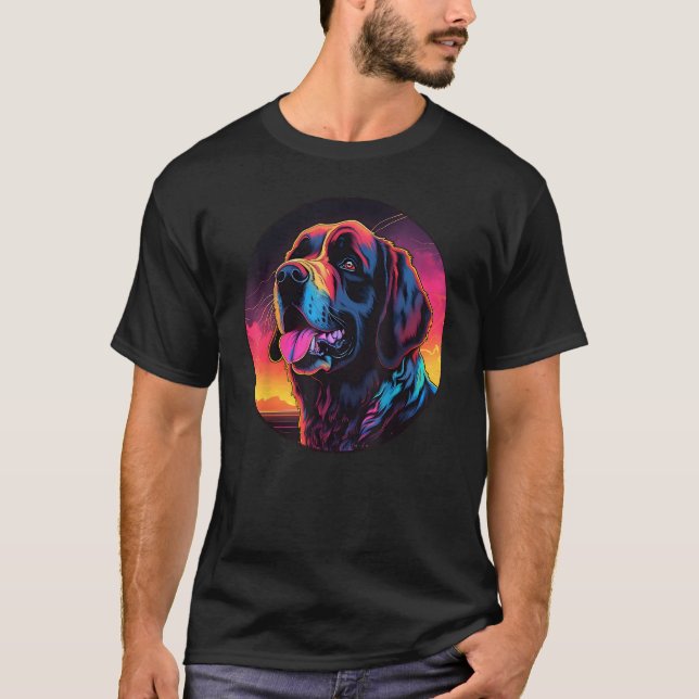 Farbenfroher Bernhardiner-Hund-Vater-Mutter-Graffi T-Shirt (Vorderseite)