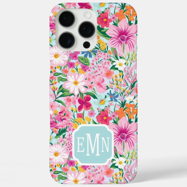 Farbenfroher Blumen Garten Monogrammiert Case-Mate iPhone Hülle (Rückseite)