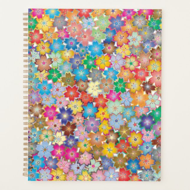 Farbenfroher Blumendesignplaner/Organisator Planer (Vorderseite)