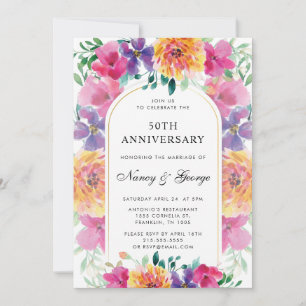 Farbenfroher Blumengarten 50. Hochzeitstag Einladung