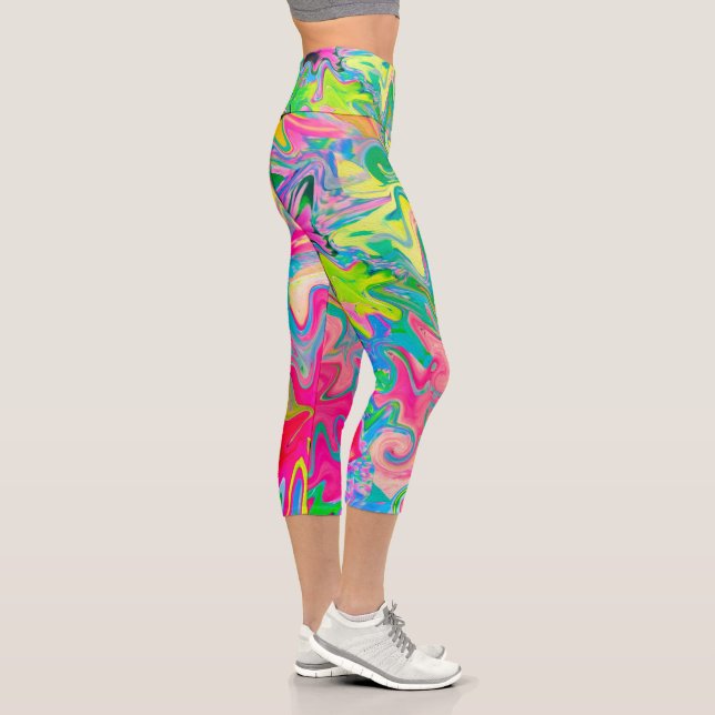 Farbenfroher Blumengarten Abstrakte Collage Capri Leggings (Rechts)