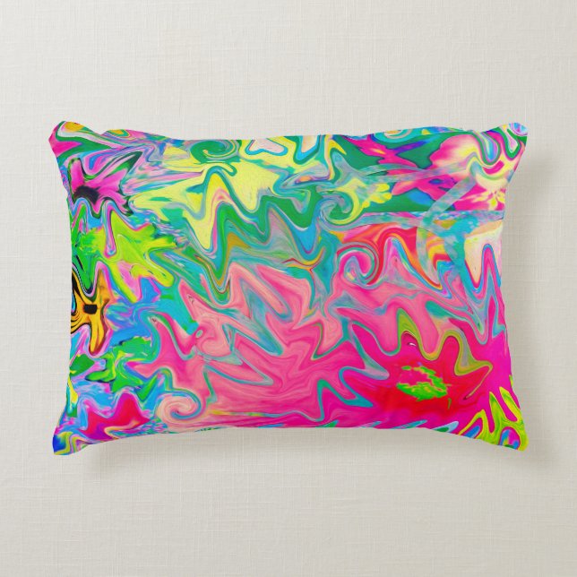 Farbenfroher Blumengarten Abstrakte Collage Dekokissen (Vorderseite)