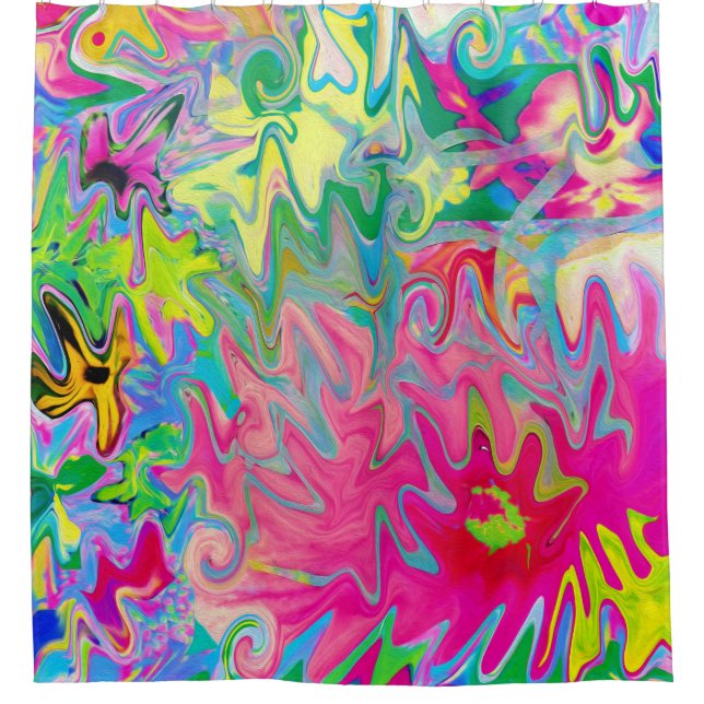 Farbenfroher Blumengarten Abstrakte Collage Duschvorhang (Vorderseite)