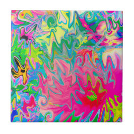 Farbenfroher Blumengarten Abstrakte Collage Fliese