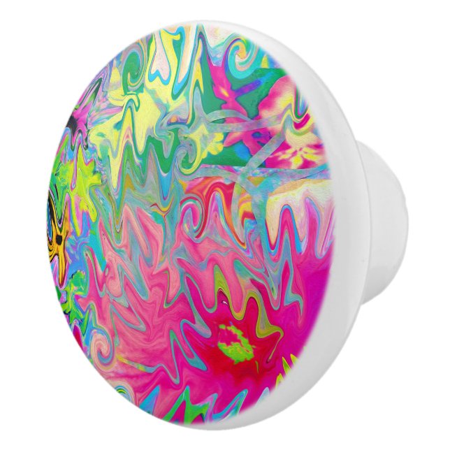 Farbenfroher Blumengarten Abstrakte Collage Keramikknauf (Rechts)