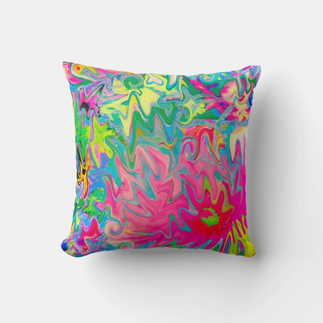 Farbenfroher Blumengarten Abstrakte Collage Kissen (Vorderseite)