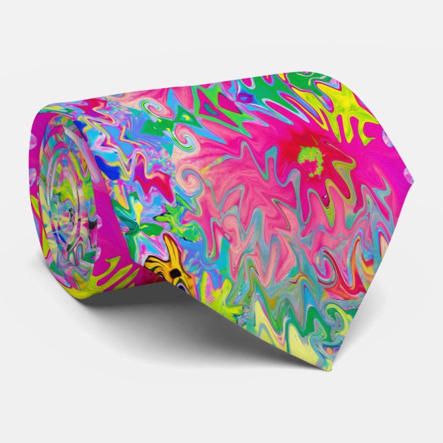 Farbenfroher Blumengarten Abstrakte Collage Krawatte (Gerollt)