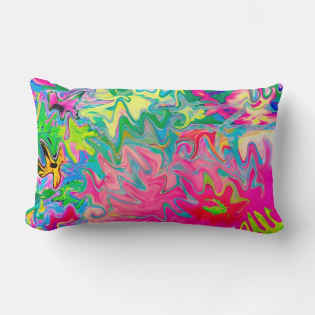 Farbenfroher Blumengarten Abstrakte Collage Lendenkissen (Vorderseite)