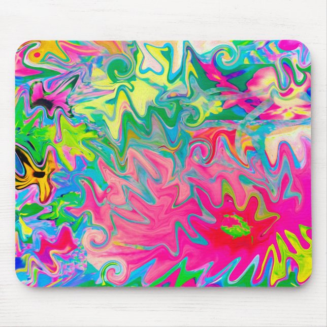 Farbenfroher Blumengarten Abstrakte Collage Mousepad (Vorne)