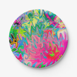 Farbenfroher Blumengarten Abstrakte Collage Pappteller