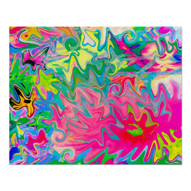 Farbenfroher Blumengarten Abstrakte Collage Poster (Vorderseite)