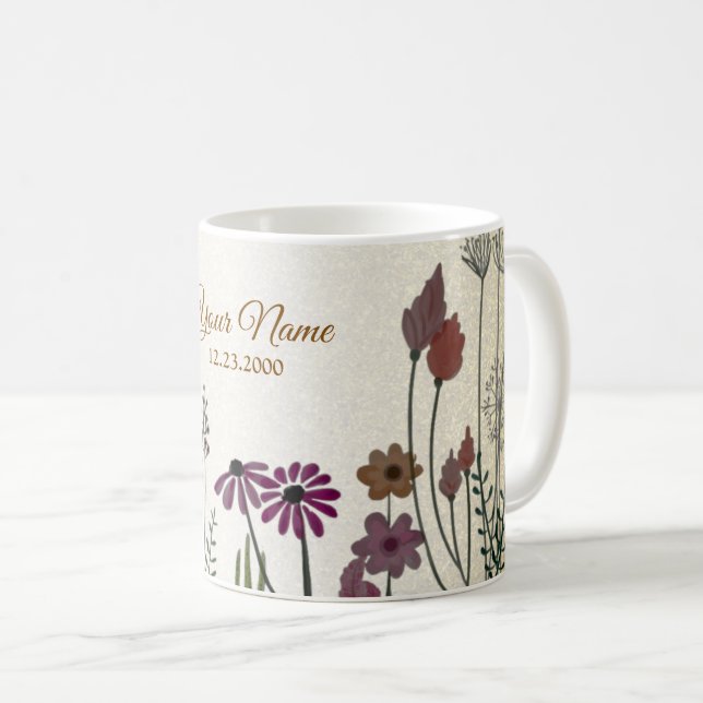 Farbenfroher Blumengarten Gold Glitter Hochzeitsfe Kaffeetasse (VorderseiteRechts)