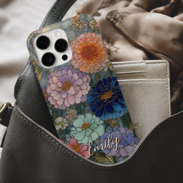 Farbenfroher Blumengarten mit Buntglas - personali iPhone Hülle (Von Creator hochgeladen)
