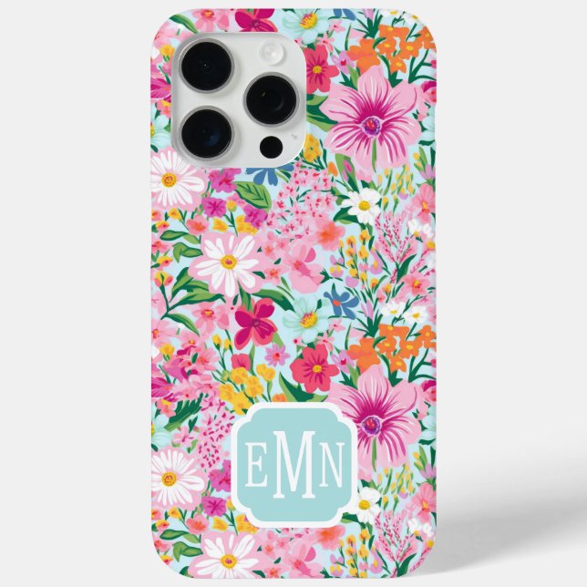 Farbenfroher Blumengarten-Monogramm Case-Mate iPhone Hülle (Rückseite)