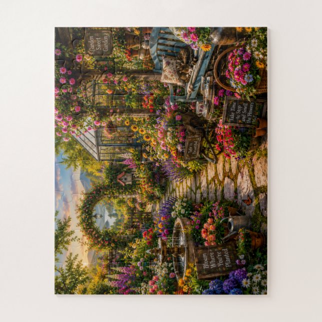 Farbenfroher Blumengarten  - Puzzle (Vertikal)