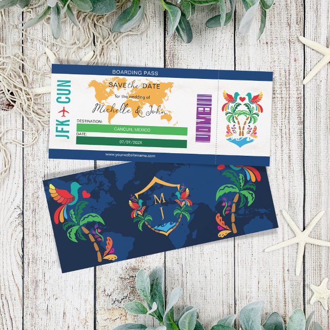 Farbenfroher Boarding durch Mexiko Save the Date Einladung (Von Creator hochgeladen)