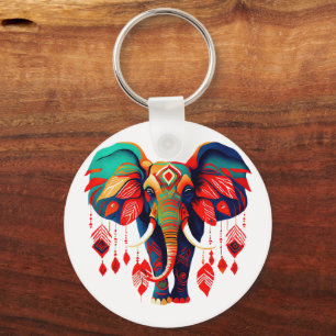 Farbenfroher Boheme-Stil Elefant Schlüsselanhänger