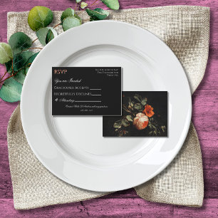 Farbenfroher Boho Chic schwarze Blumen RSVP Karte