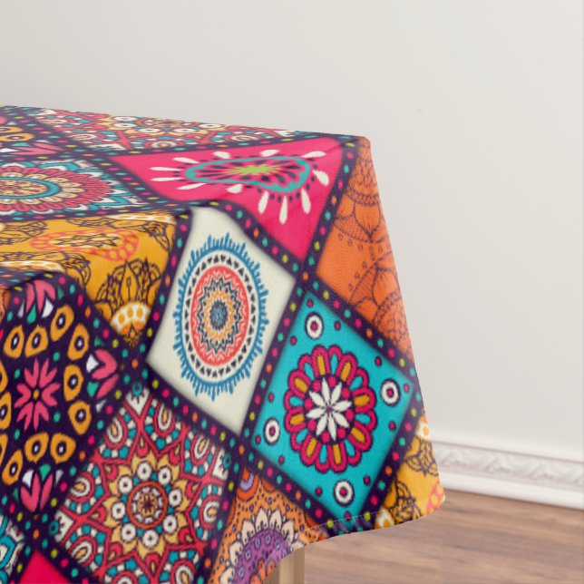 farbenfroher Boho-Stil Tischdecke (Beispiel)