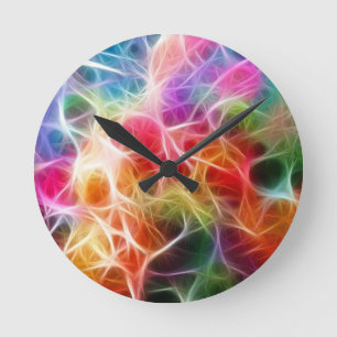 Farbenfroher Bokeh-Blitz Runde Wanduhr
