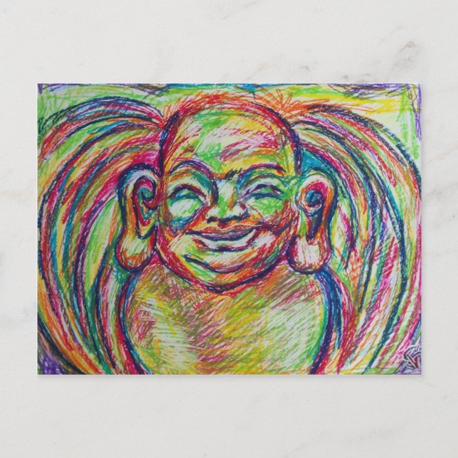 farbenfroher Buddha Postkarte (Vorderseite)