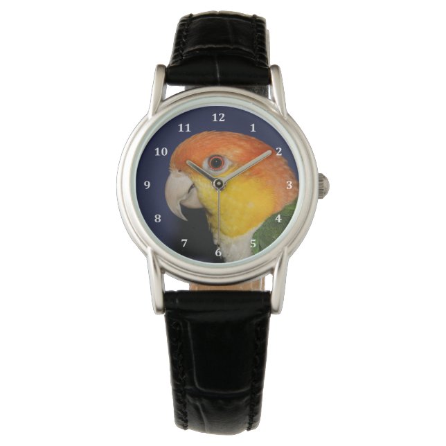 Farbenfroher Caique Parrot Armbanduhr (Vorderseite)