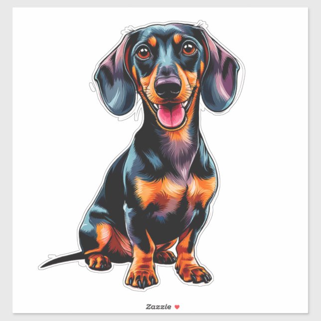 Farbenfroher Cartoon-Dachshund Aufkleber (Blatt)
