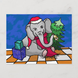 Farbenfroher Cartoon klingeln Weihnachtslephant Feiertagspostkarte