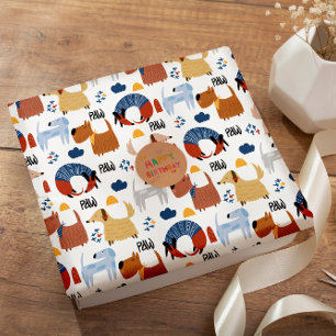 Farbenfroher Cartoon verrückte, flauschige Hundedo Geschenkpapier