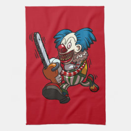 Farbenfroher Chainsaw Clown Halloween Horror Carto Geschirrtuch