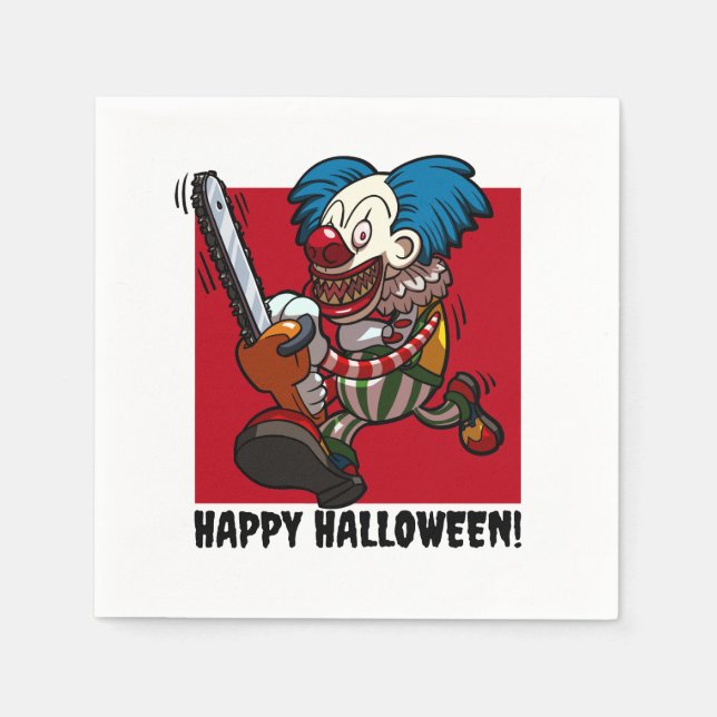 Farbenfroher Chainsaw Clown Halloween Horror Carto Serviette (Vorderseite)