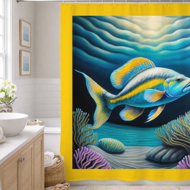 Farbenfroher Chalk Zeichnend Rifffisch Duschvorhang (Von Creator hochgeladen)