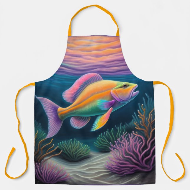 Farbenfroher Chalk Zeichnend Rifffisch Schürze (Vorderseite)