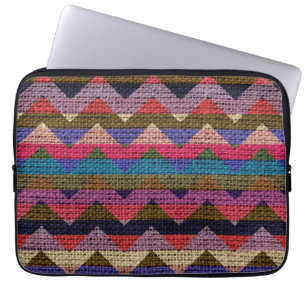 Farbenfroher Chevron-Zickzack-Burlap-Jute #2 Laptopschutzhülle
