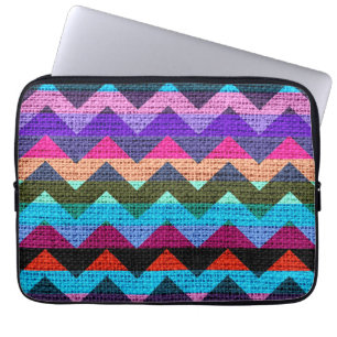Farbenfroher Chevron-Zickzack-Burlap-Jute #8 Laptopschutzhülle