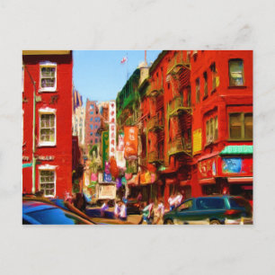Farbenfroher Chinatown Block NYC Postkarte