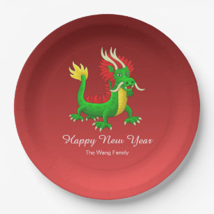 Farbenfroher chinesischer Drache Pappteller