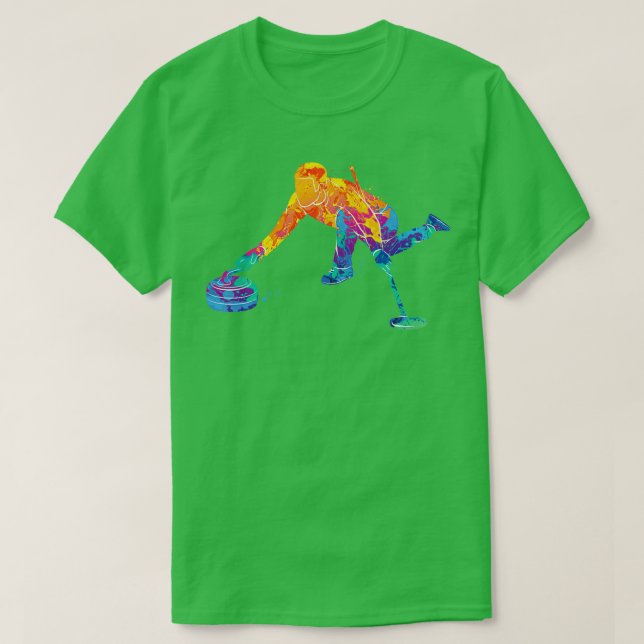 Farbenfroher Curling Man T-Shirt (Design vorne)